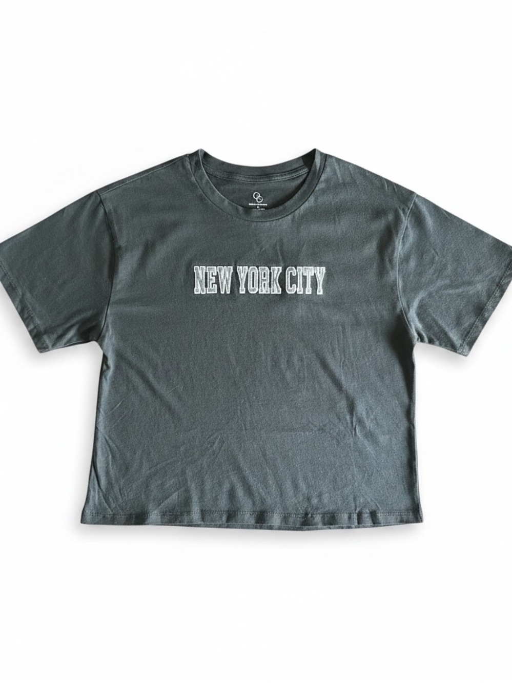 Organic Generation NYC New York City Embroidered Cropped T-Shirt Black XS
